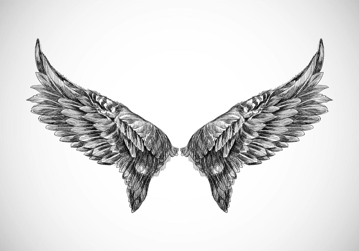 diseño de boceto de ala de pájaro dibujado a mano vector