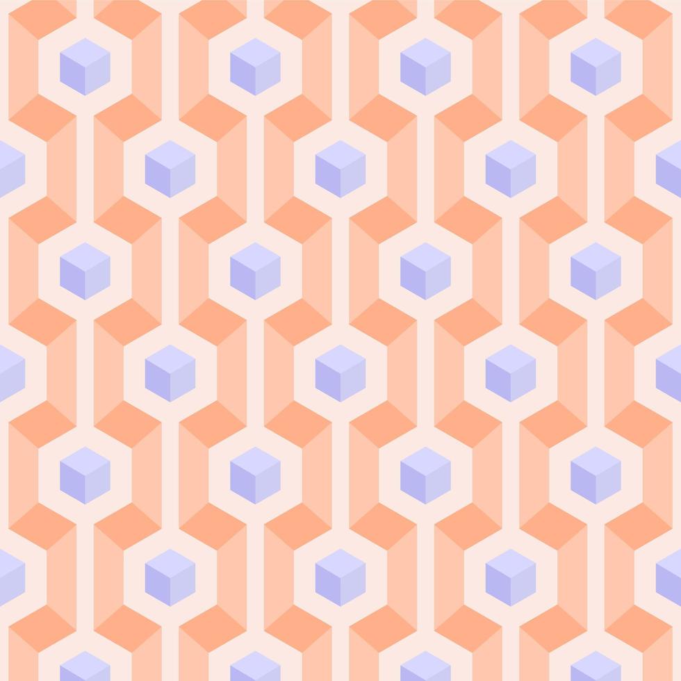 Geometric 3D Pasel Cubes Seamless Pattern vector