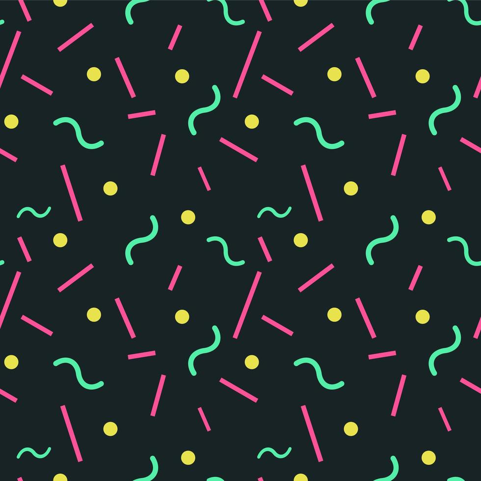 Dark Seamless Memphis Geometric Graphic Pattern vector