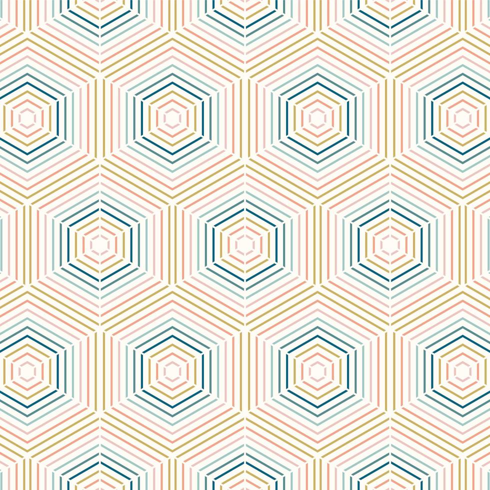 Geometric Colorful Line Hexagon Seamless Pattern vector