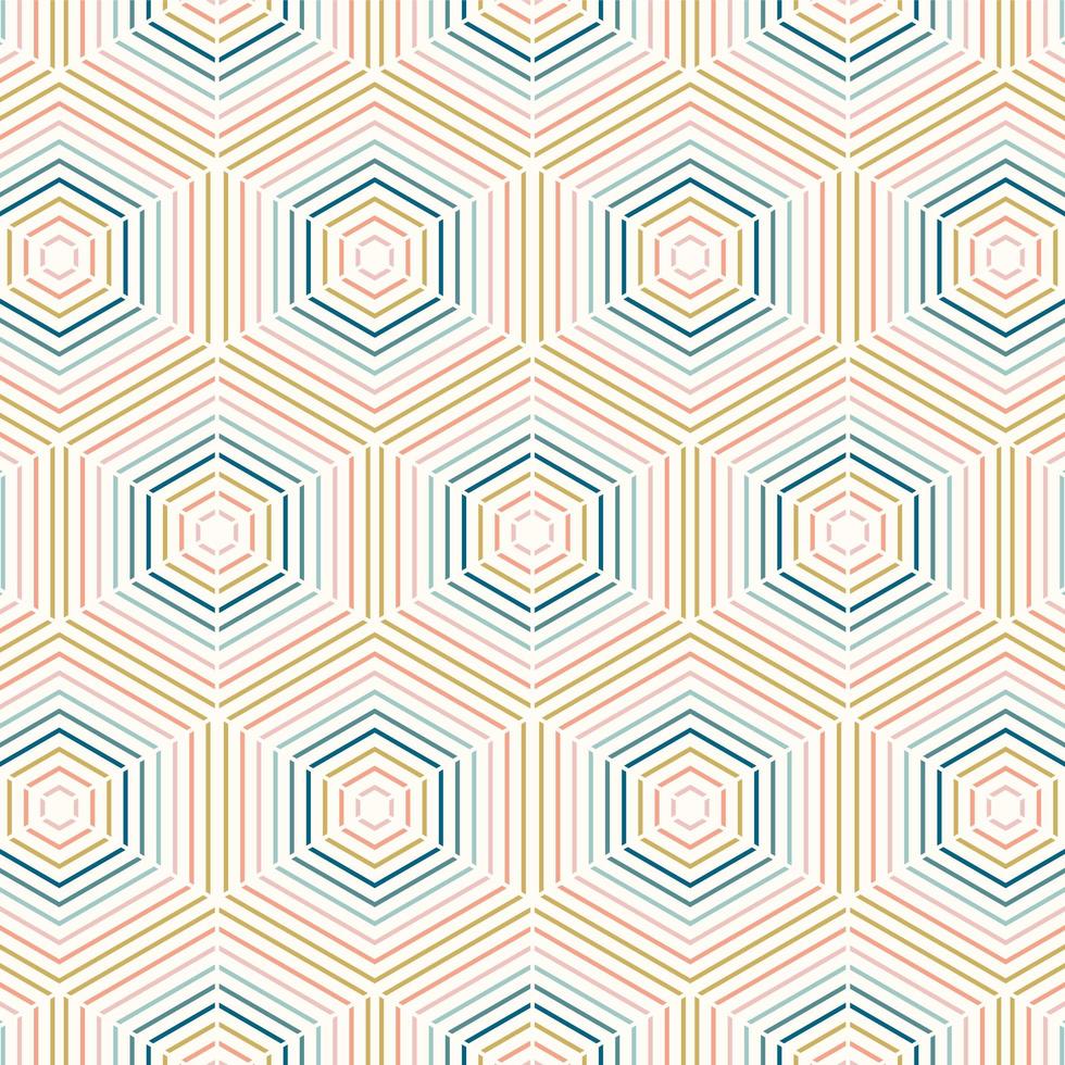 Geometric Colorful Line Hexagon Seamless Pattern vector