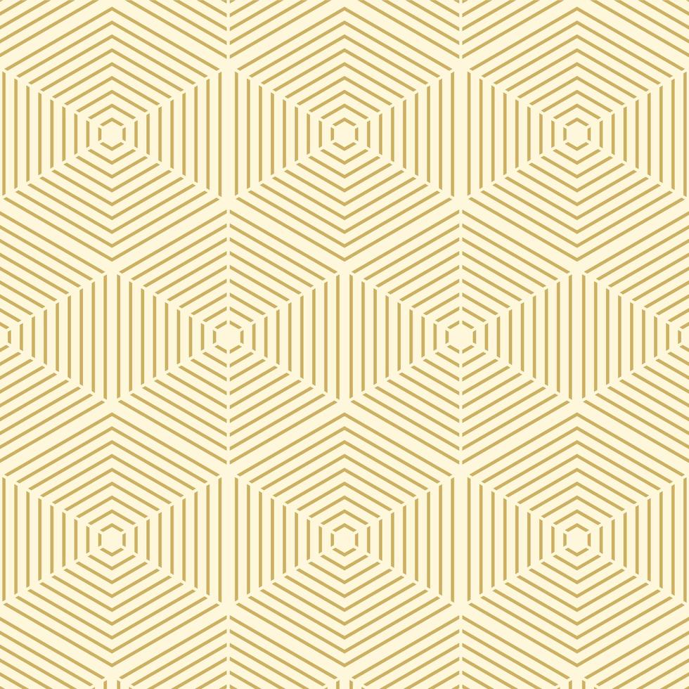 Geometric Gold Line Hexagon Seamless Pattern vector