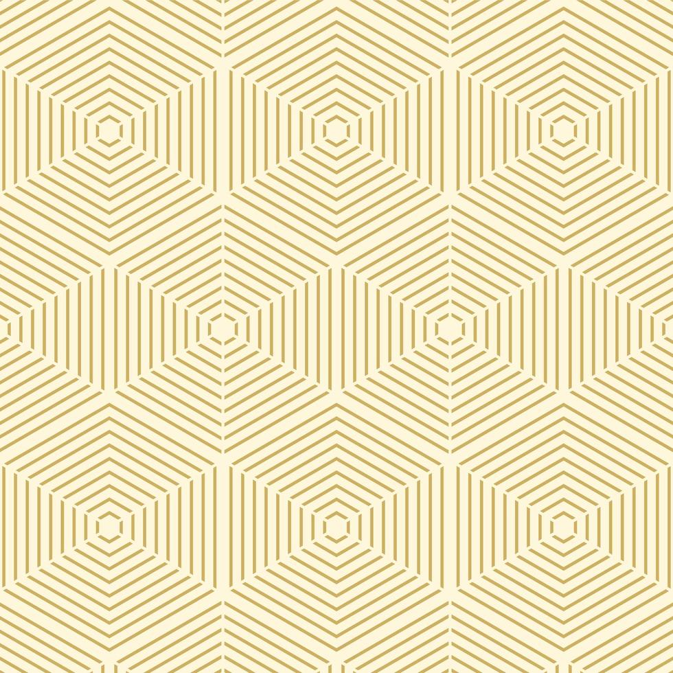 Geometric Gold Line Hexagon Seamless Pattern vector