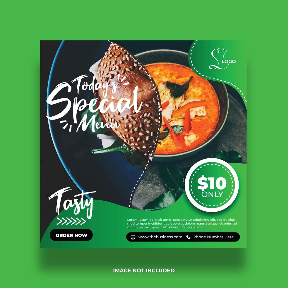 banner de redes sociales de comida verde colorido vector