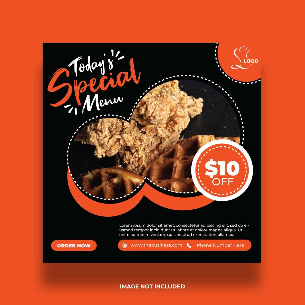 Orange and Black Creative Restaurant Food Social Media Banner vector