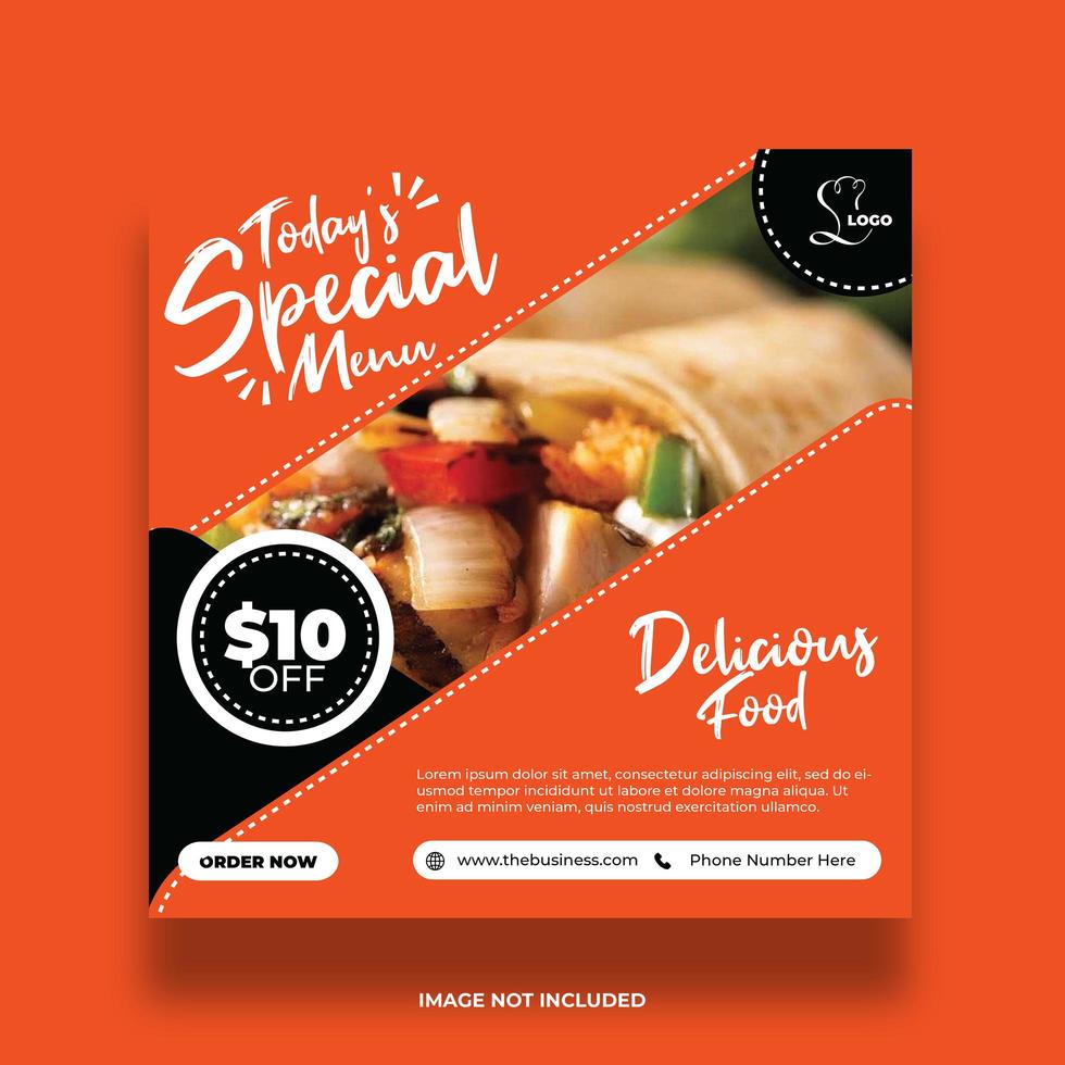 Orange and Black Delicious Food Promotion Social Media Banner vector