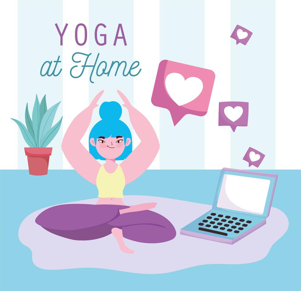 práctica de yoga online vector