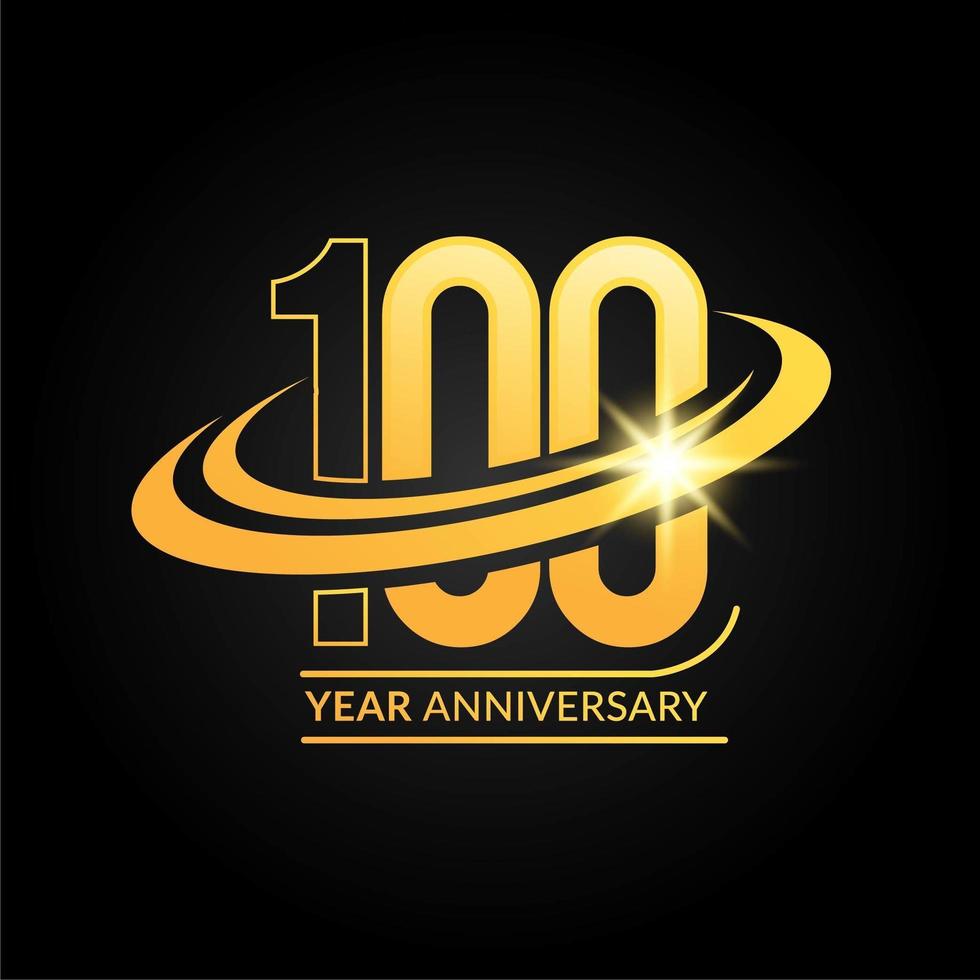 Emblema de aniversario de oro de 100 años vector