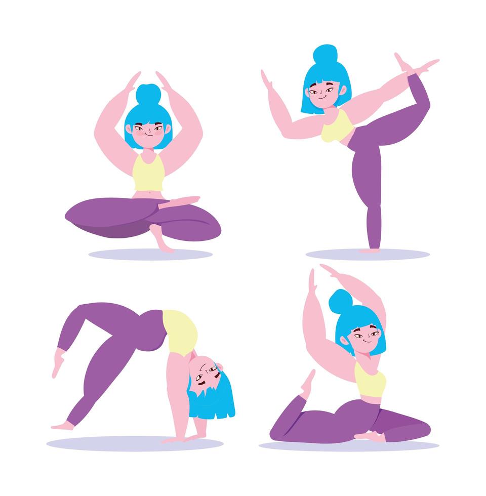 conjunto de asanas de yoga vector