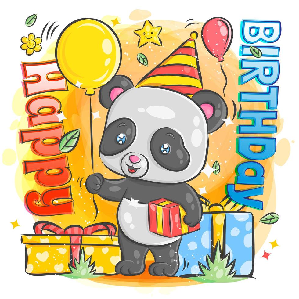 Cute Panda Celebrating Birthday vector