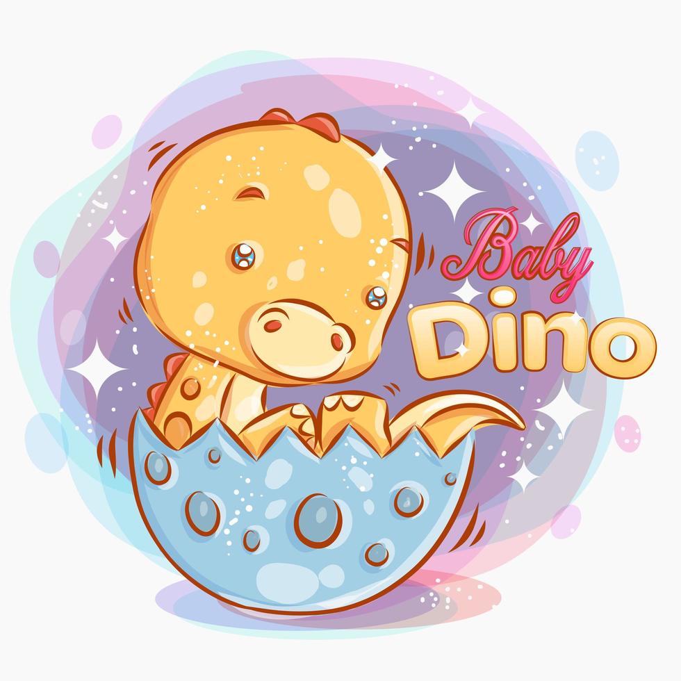 Cute Baby Dino Tries to Get Out of Egg vector