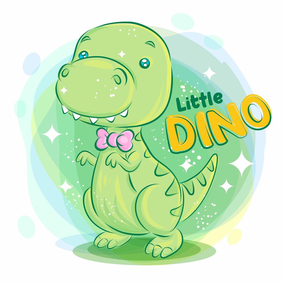 Cute Dino Smiling and Wearing Pink Ribbon vector