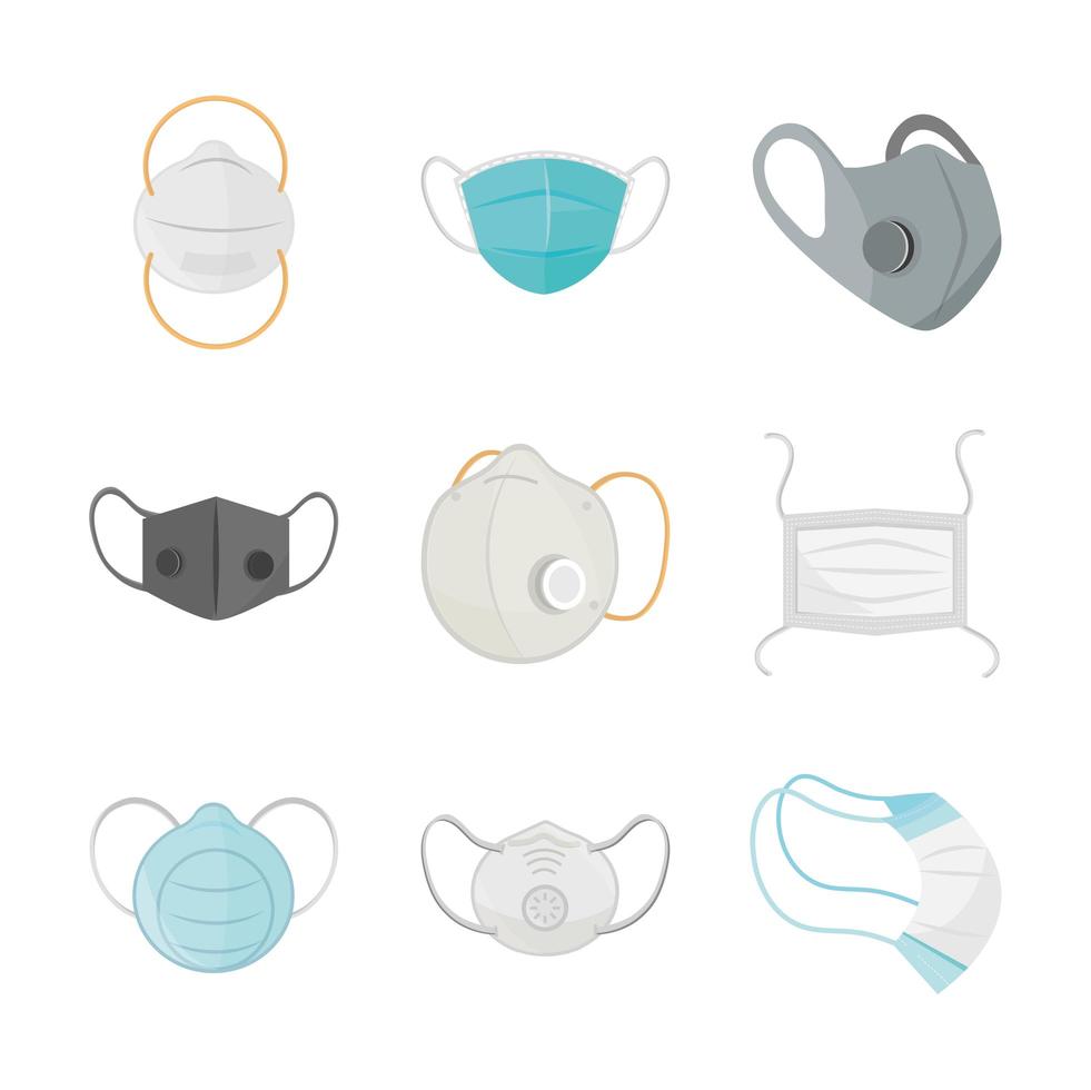 Face masks icon set vector