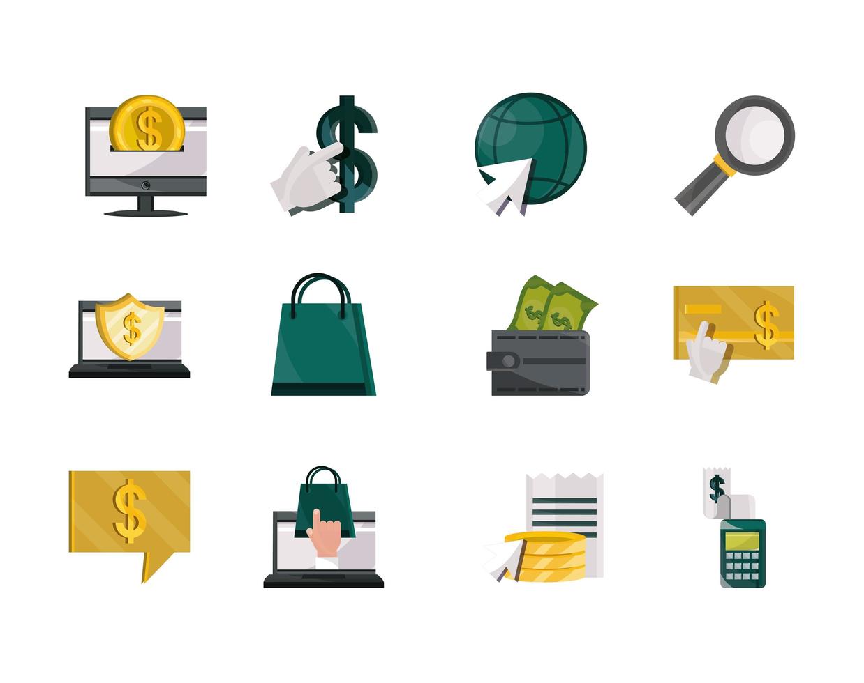 Online commerce icon set  vector