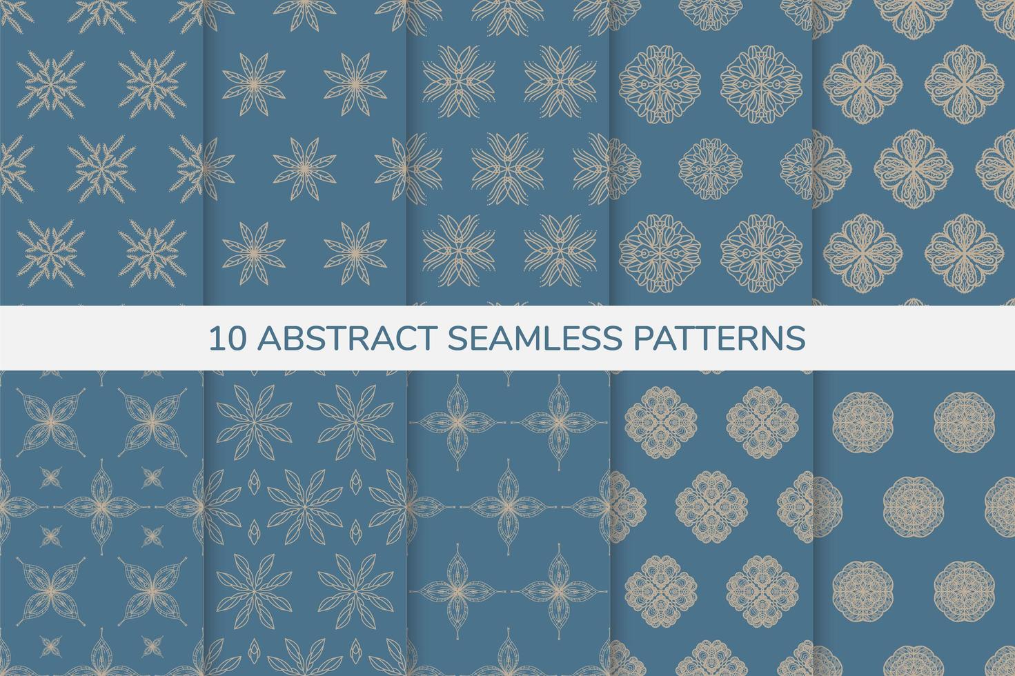 Ornamental blue and gold seamless patterns vector