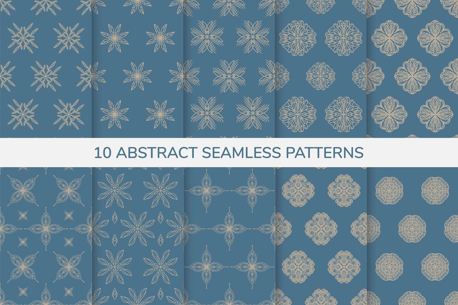 Ornamental blue and gold seamless patterns vector