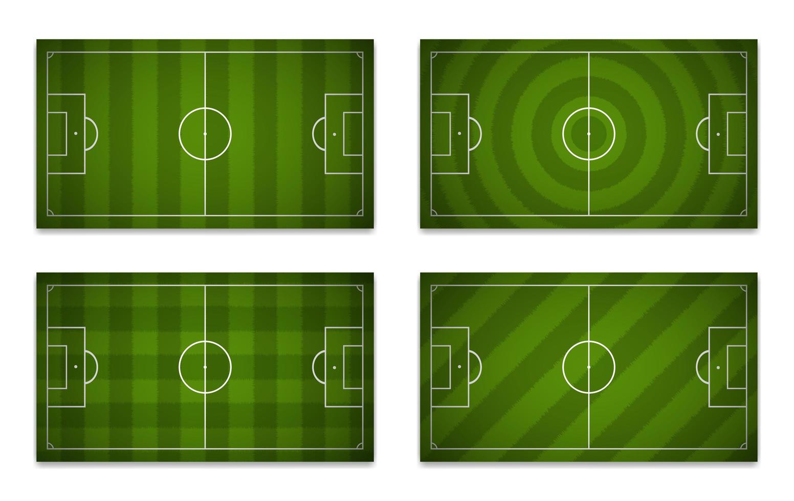 Conjunto de campos de fútbol con diferentes patrones. vector