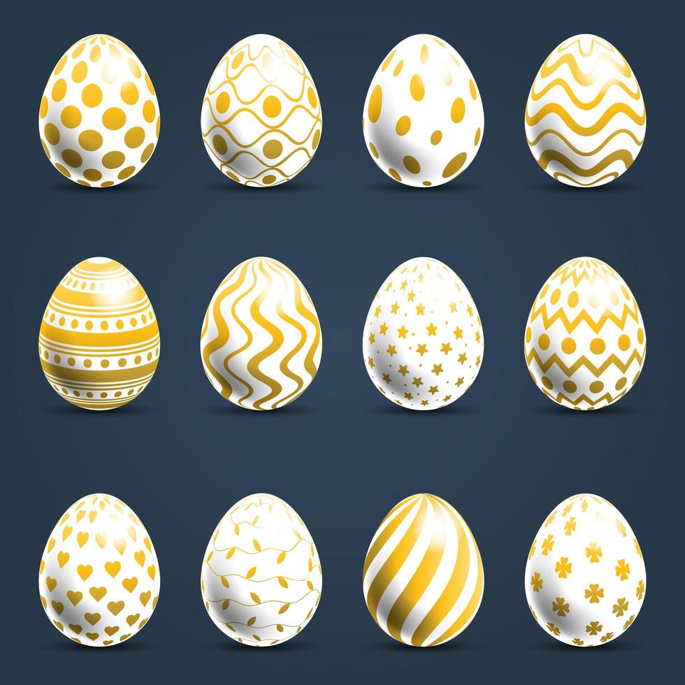 Set of eggs with unusual and beautiful patterns vector