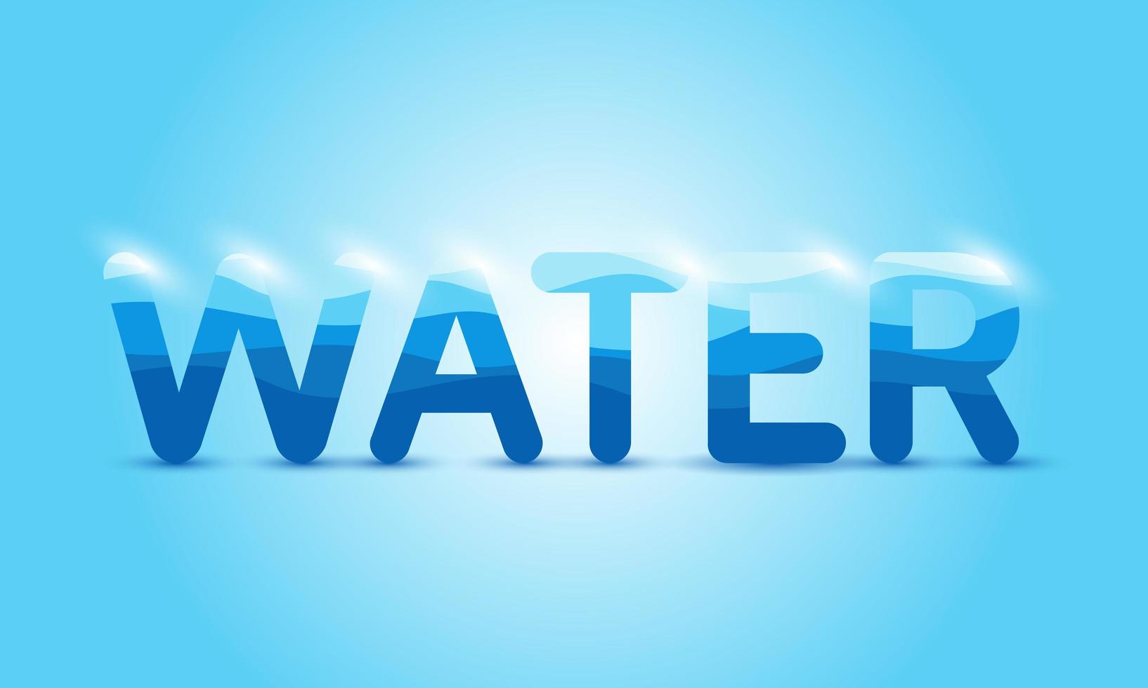 Glowing Water Text on Blue vector