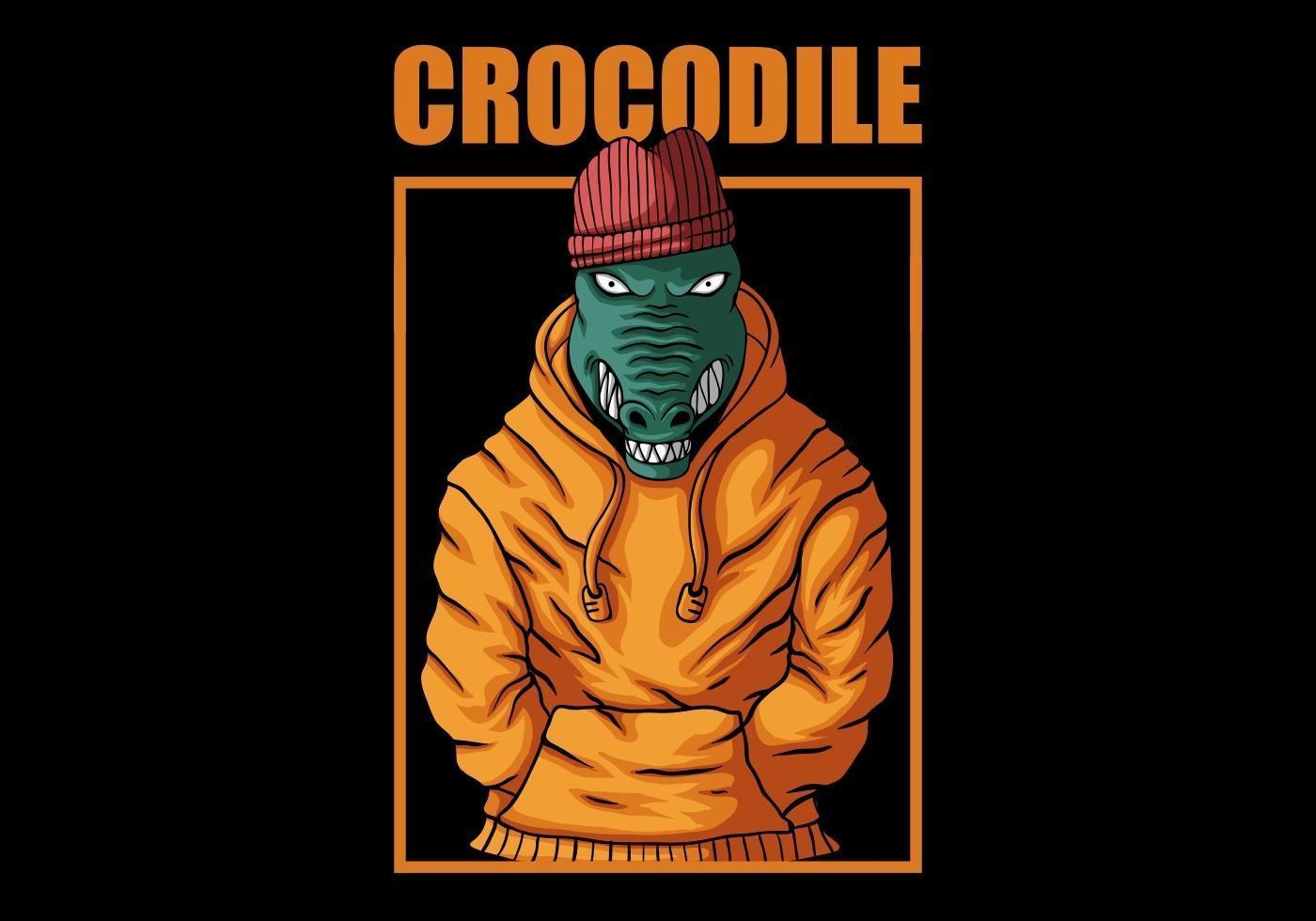 Fashionable crocodile in hoodie design vector