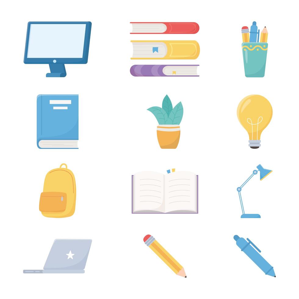 Online education icon set vector