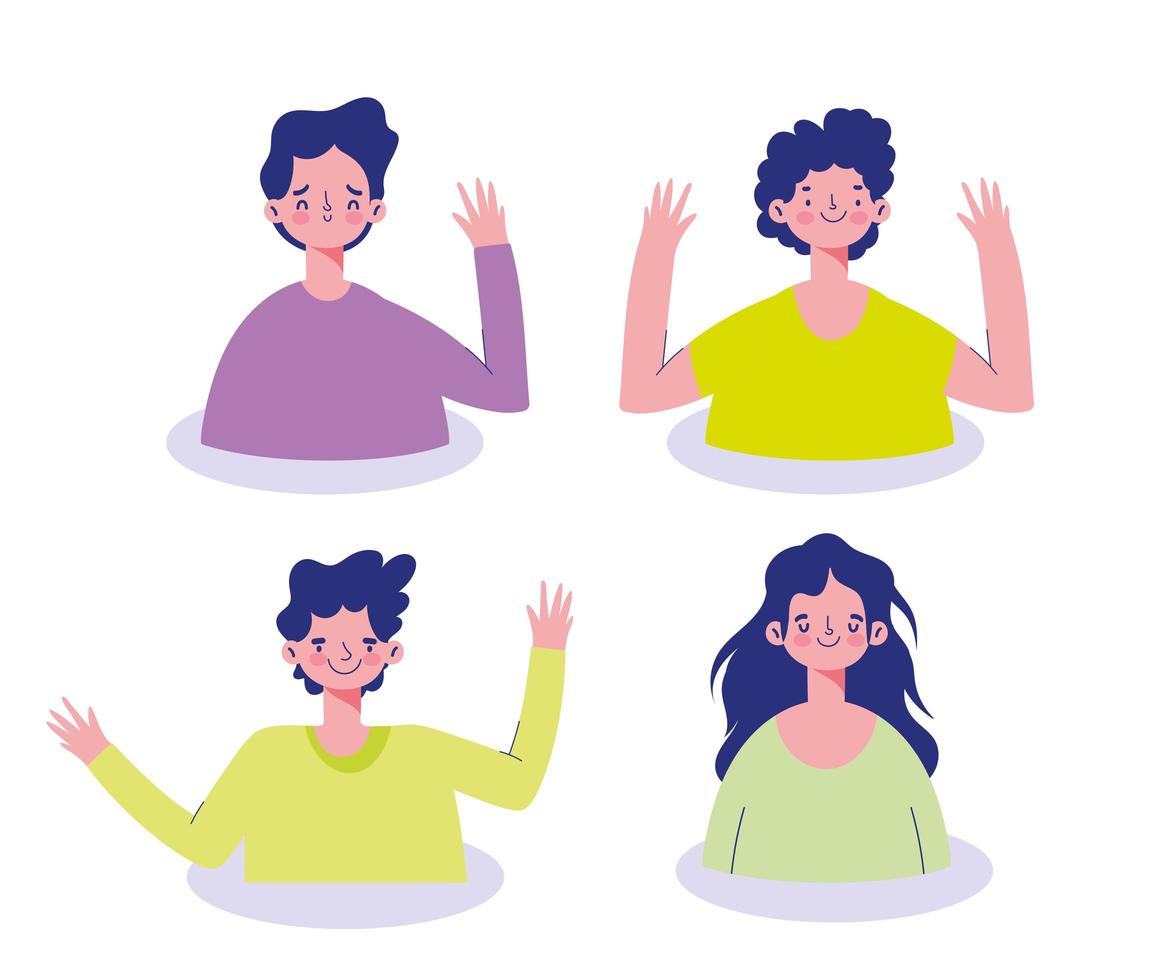 Young people character avatar set vector