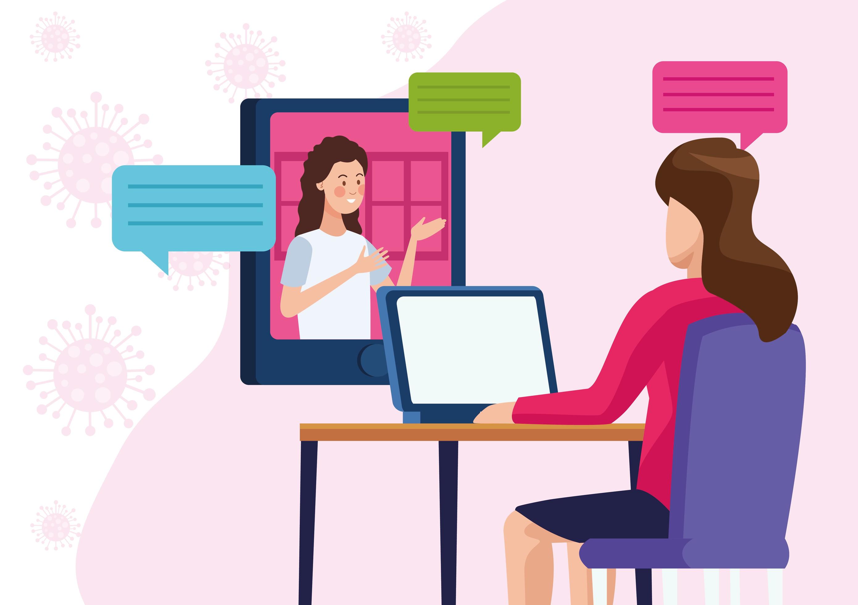 Businesswomen in meeting online 1256959 Vector Art at Vecteezy