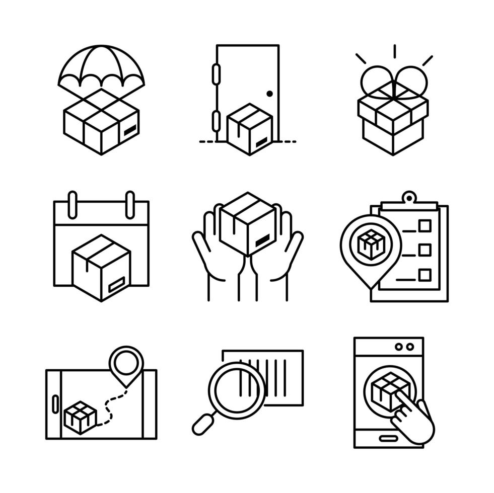 Delivery and logistics icon collection vector