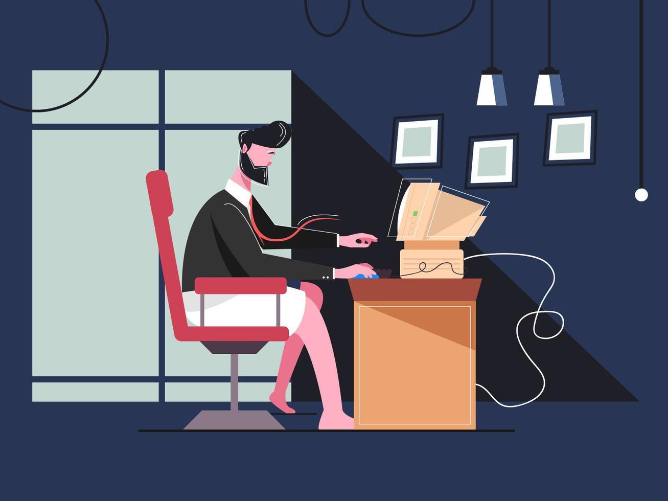 Businessman Working From Home vector