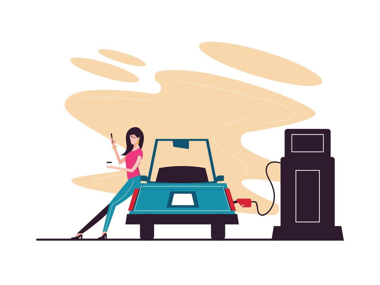 Car Refuel at Gas Station vector