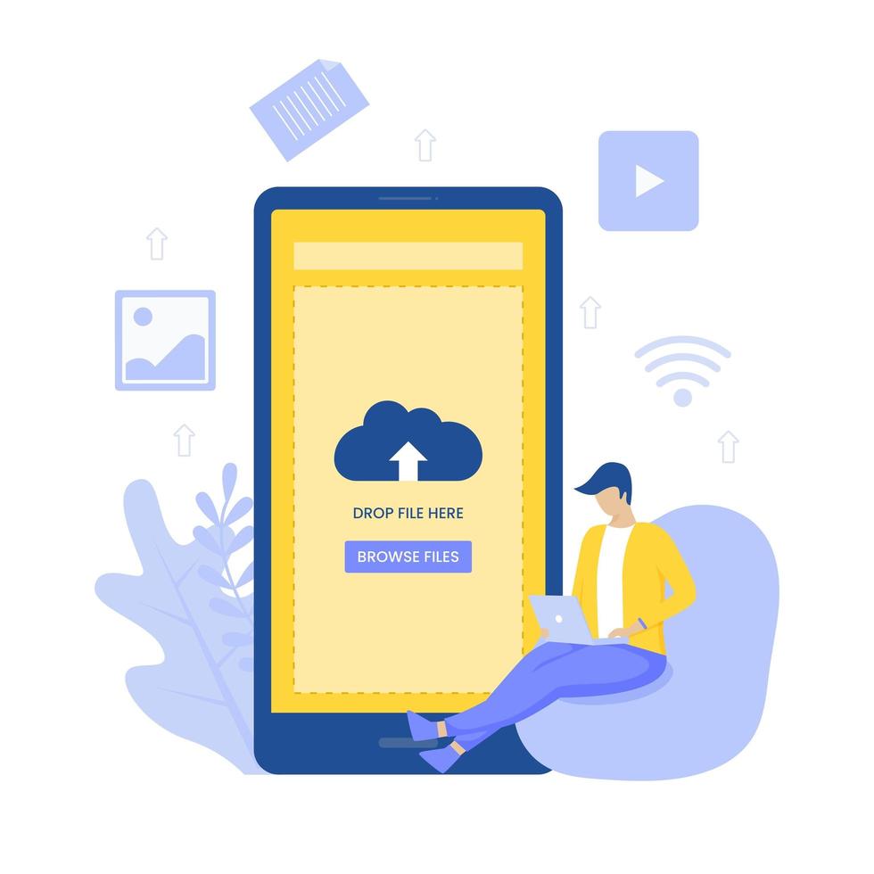 concepto de carga de archivos móviles vector
