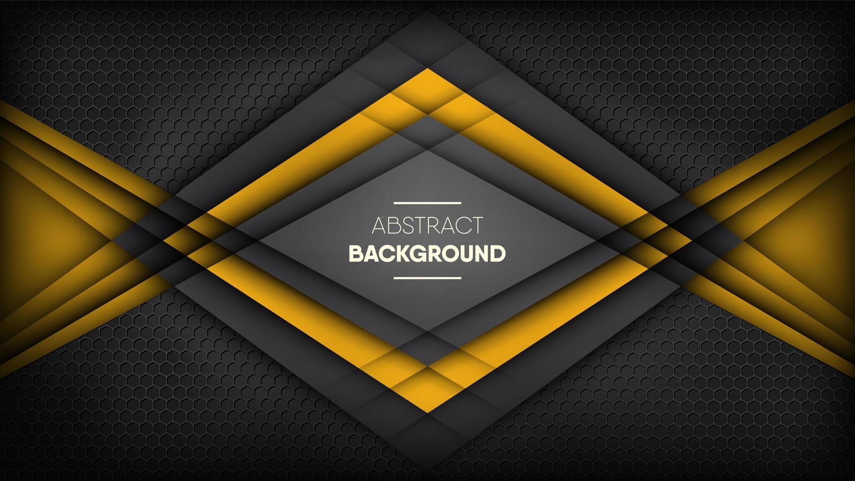 Black and yellow stripes on metallic black honeycomb vector