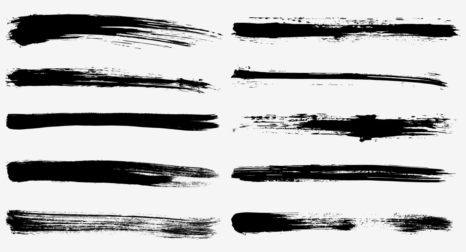 trazos de tinta largos grunge set vector