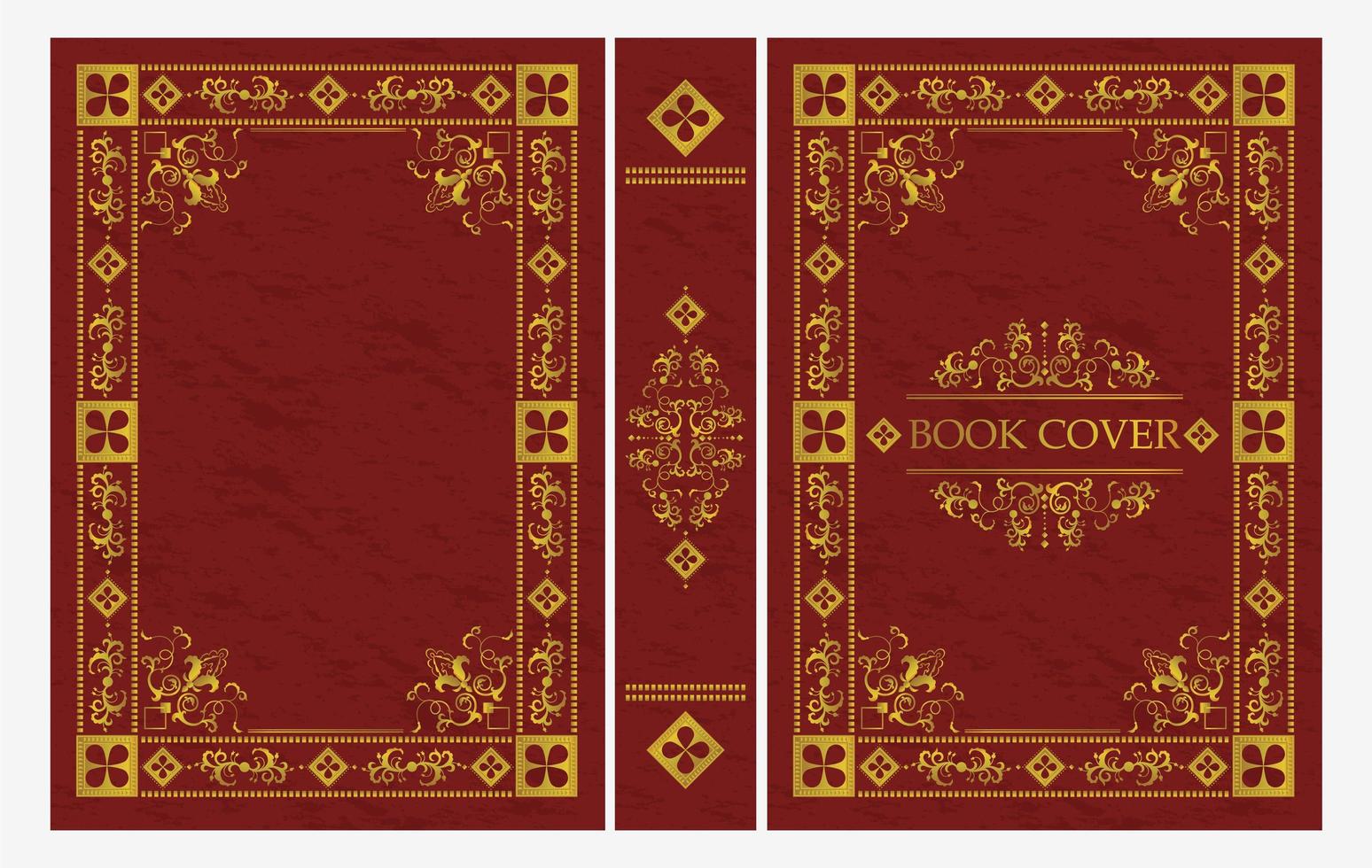 Red and gold ornamental of classical book cover vector