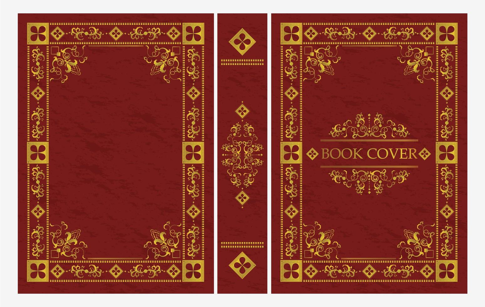 Red and gold ornamental of classical book cover vector