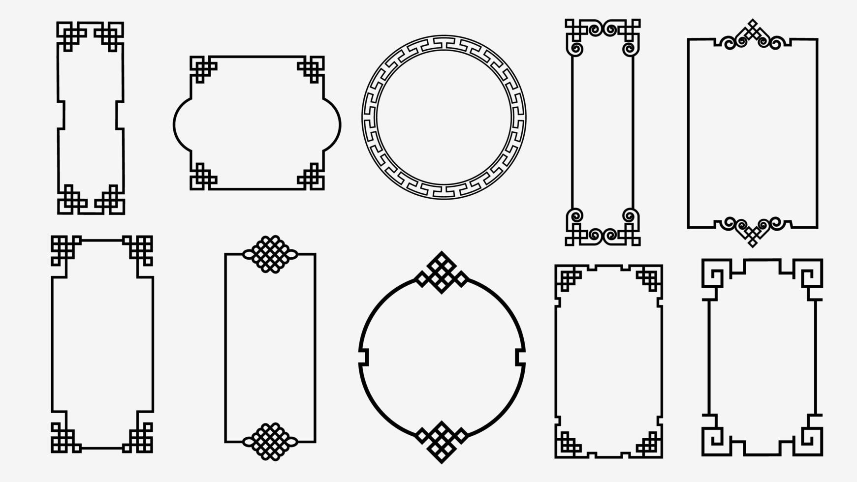 Set of art frames in asian style vector