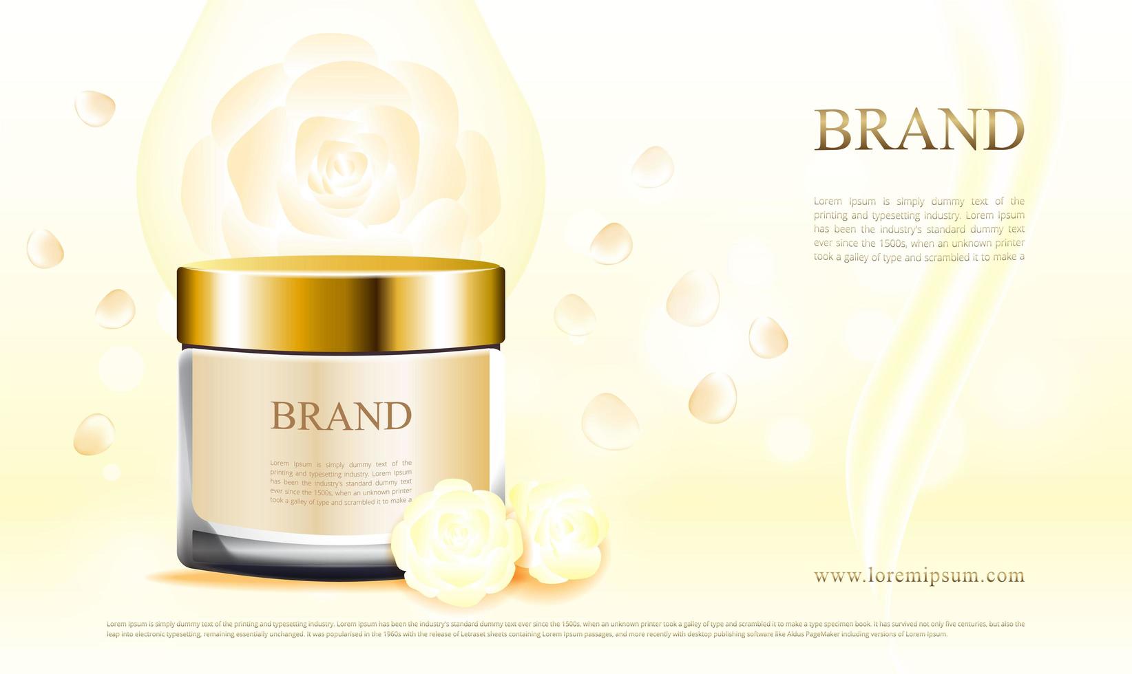 Cosmetics ad of a cream skin care with white rose design vector