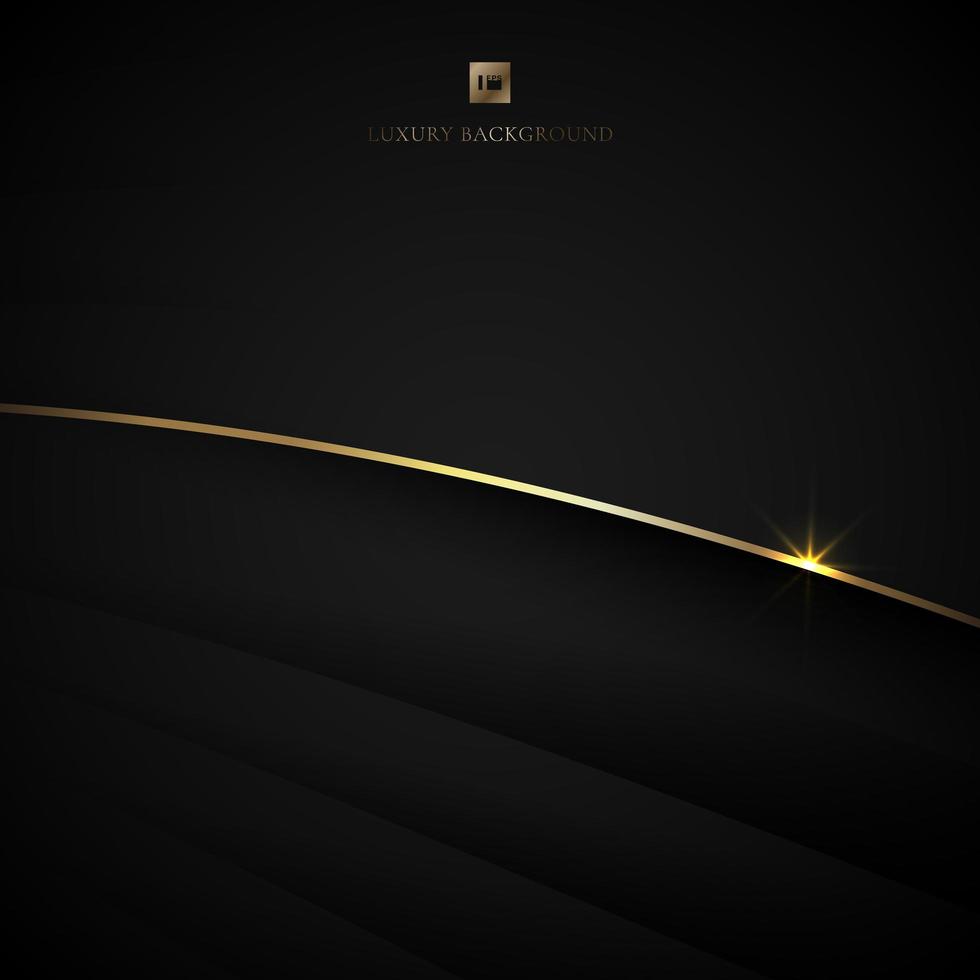 Black curved layers with lit gold line vector