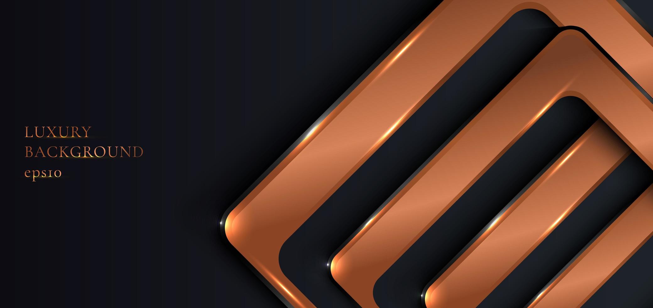 Shiny metallic copper rounded squares on black vector