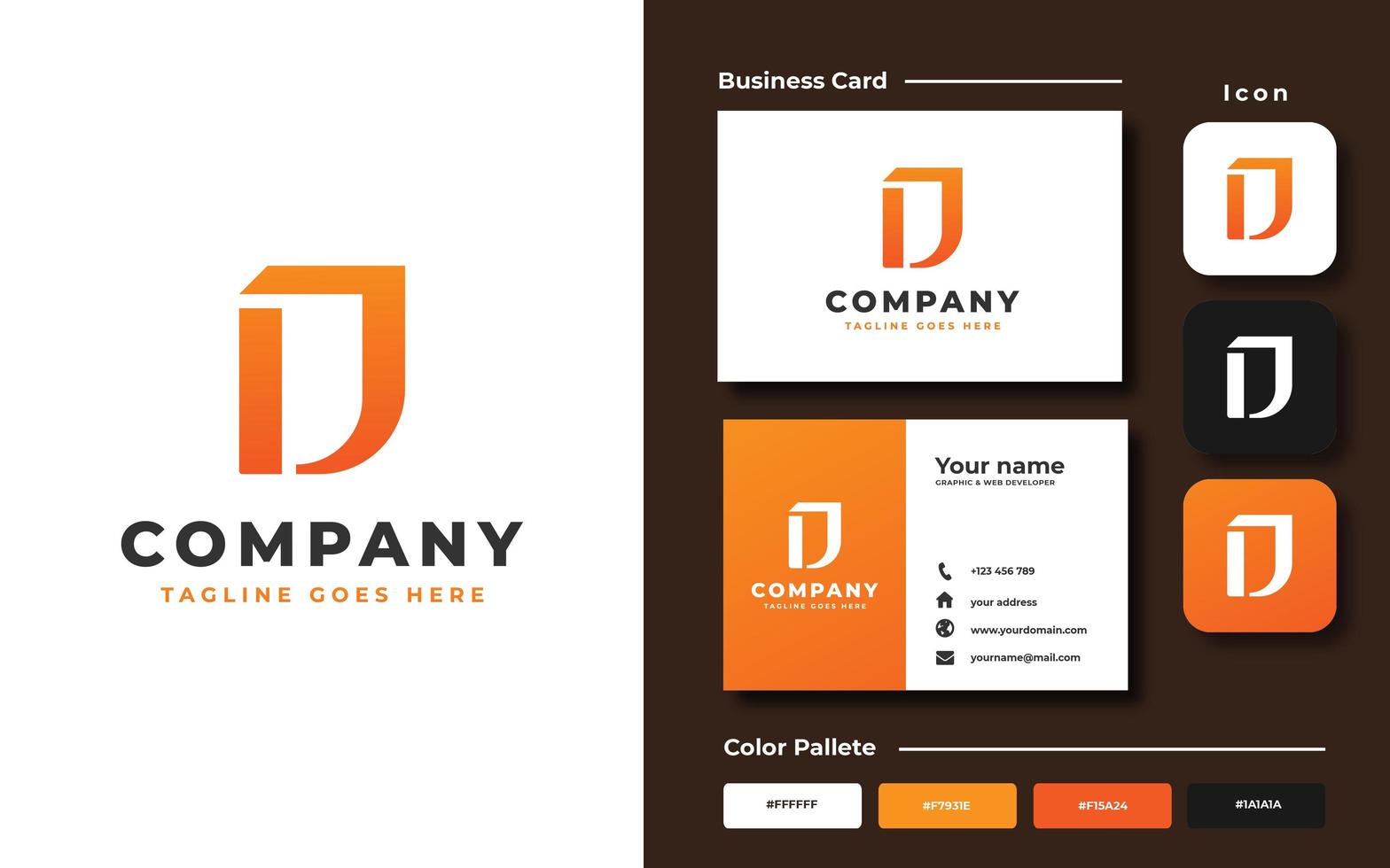 Monogram D template and business card vector