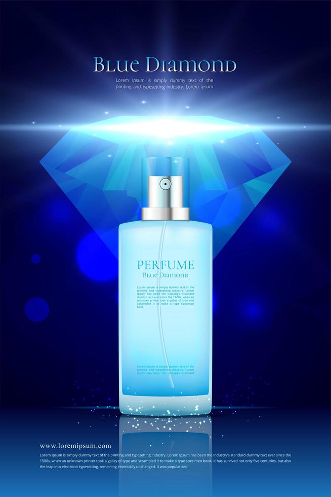 anuncio de perfume de diamante azul vector