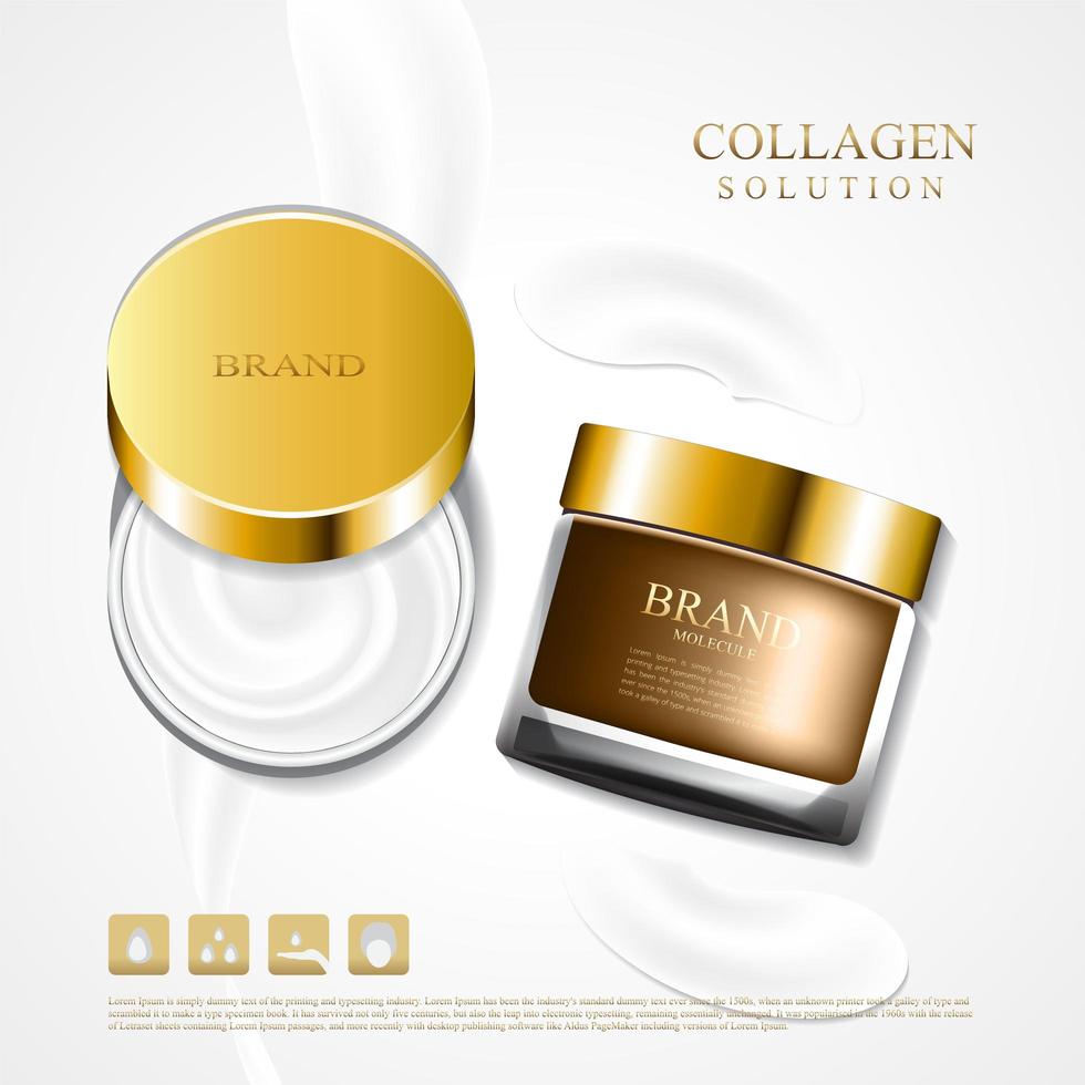 Cosmetic collagen cream jar ad vector