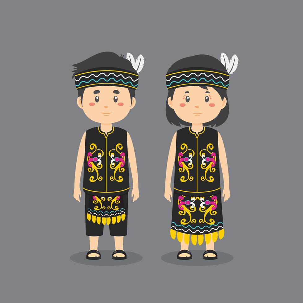 Dayak Traditional Dress vector