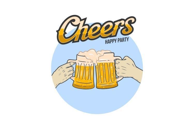 Happy party beer cheers hand  vector