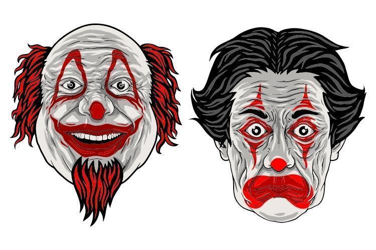 Two funny cartoon clown vector