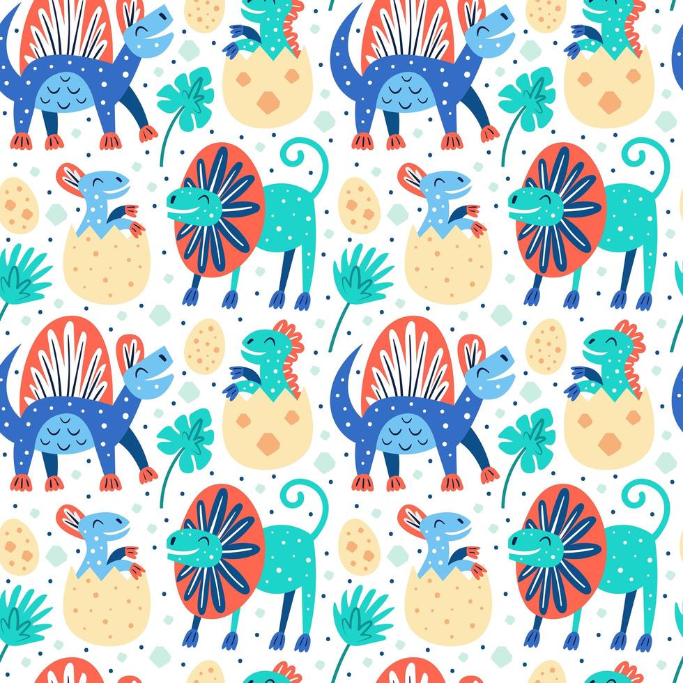 Diplodocus, t-rex, stegosaurus, dino eggs vector