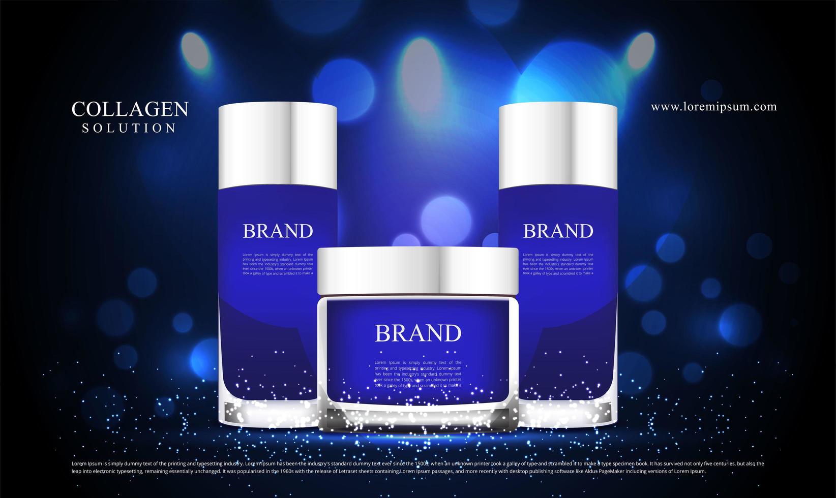 brillo azul y efecto de iluminación para publicidad de cosméticos. vector