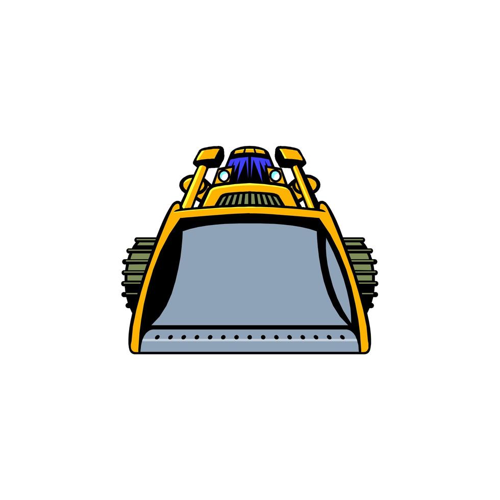 Cartoon of a bulldozer from front view vector