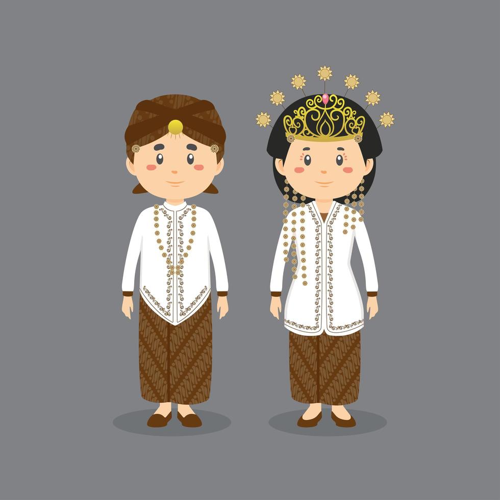 West Java Wearing Traditional Wedding Dress vector