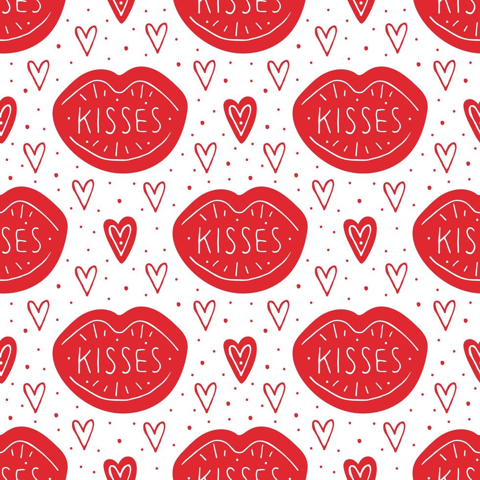 Kisses with hearts  vector